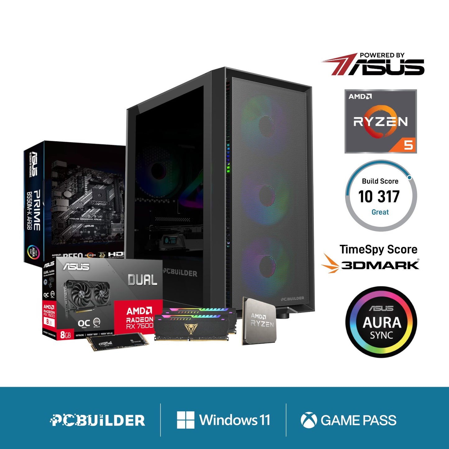 PCBuilder Ryzen 5 5600X PATHFINDER Windows 11 Gaming PC