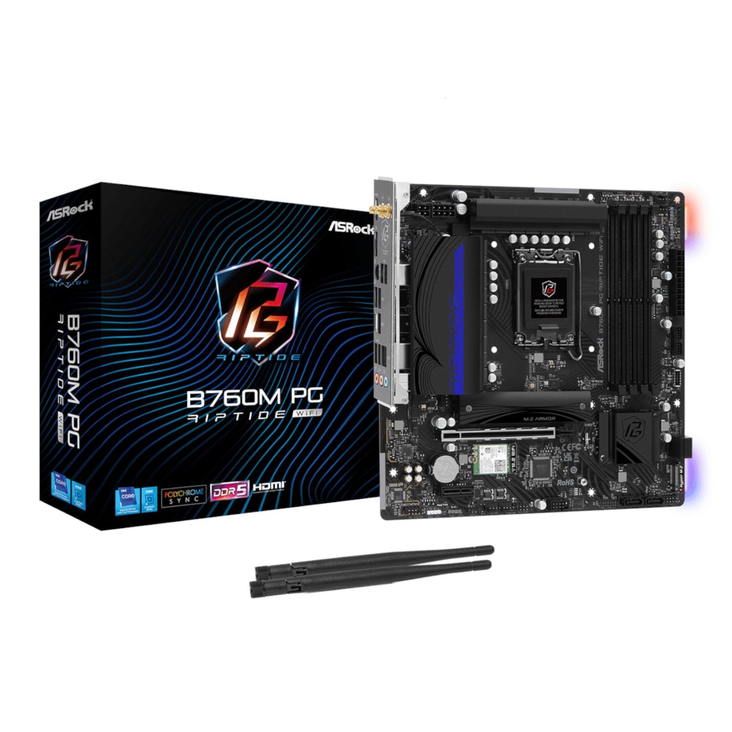 ASRock B760M PG Riptide Wi-Fi Intel LGA1700 Micro-ATX Motherboard